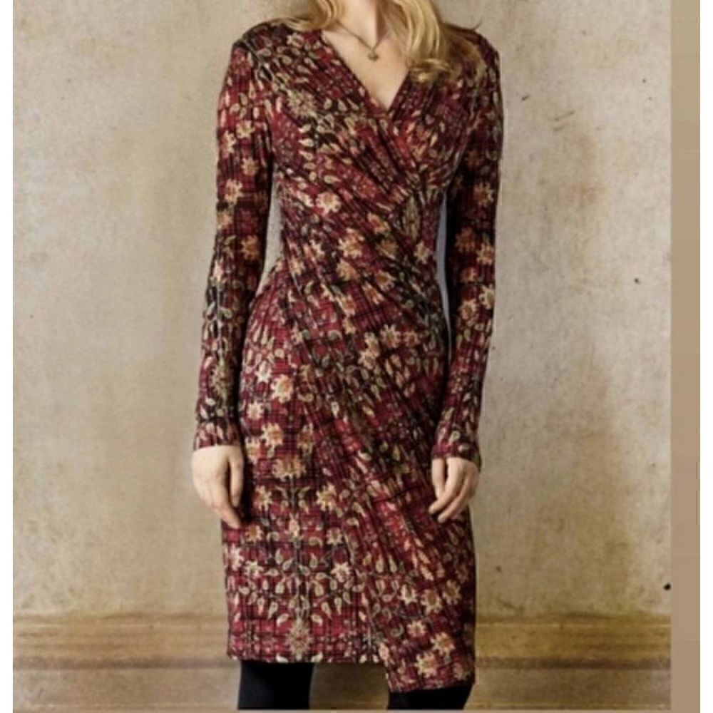 PERUVIAN CONNECTION V-Neck Faux Wrap Ainsley Dress XS
